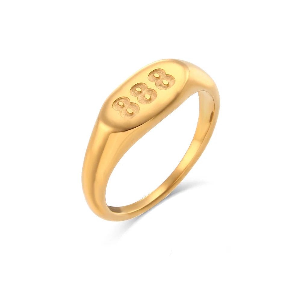 Anillo de números angelicales bañado en oro 18K | 444, 222, 333, 777, 888