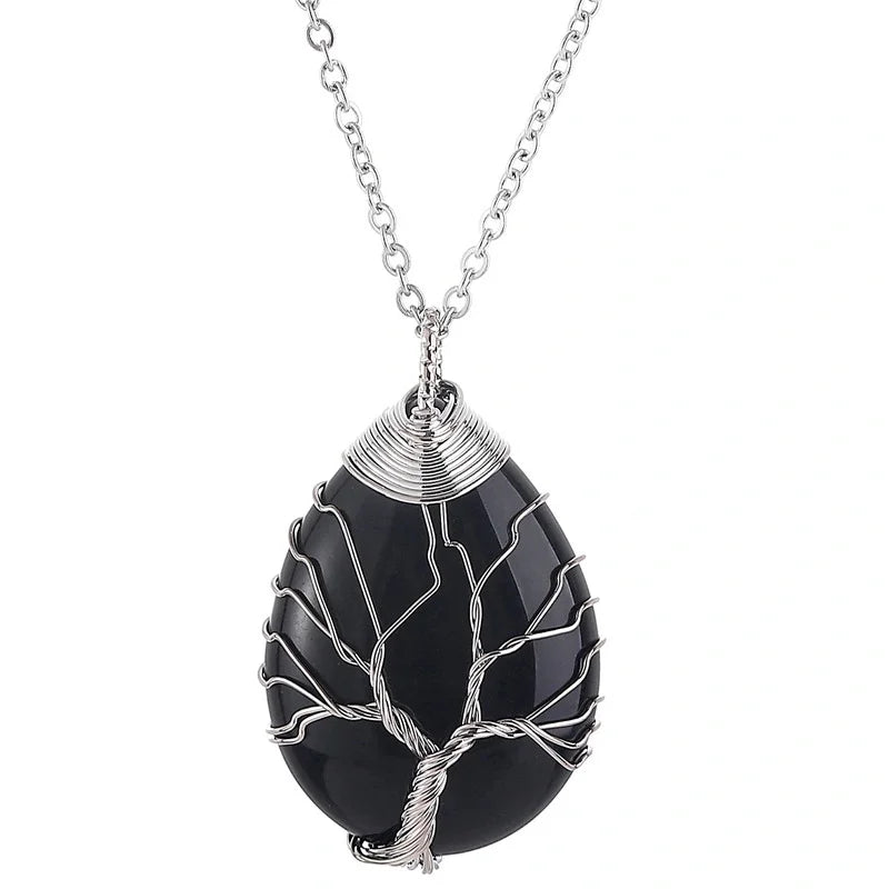 Collar Árbol de la Vida – Piedras Naturales y Cristal de Cuarzo