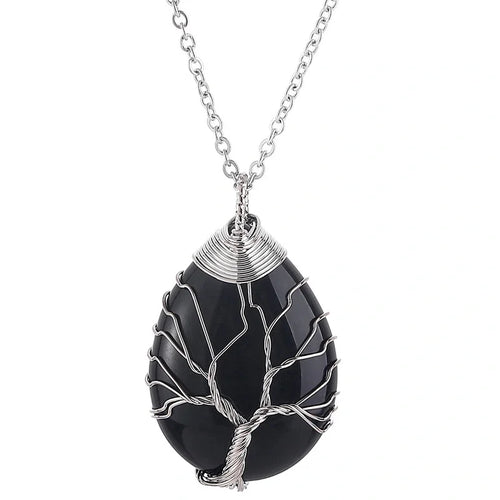 Collar Árbol de la Vida – Piedras Naturales y Cristal de Cuarzo
