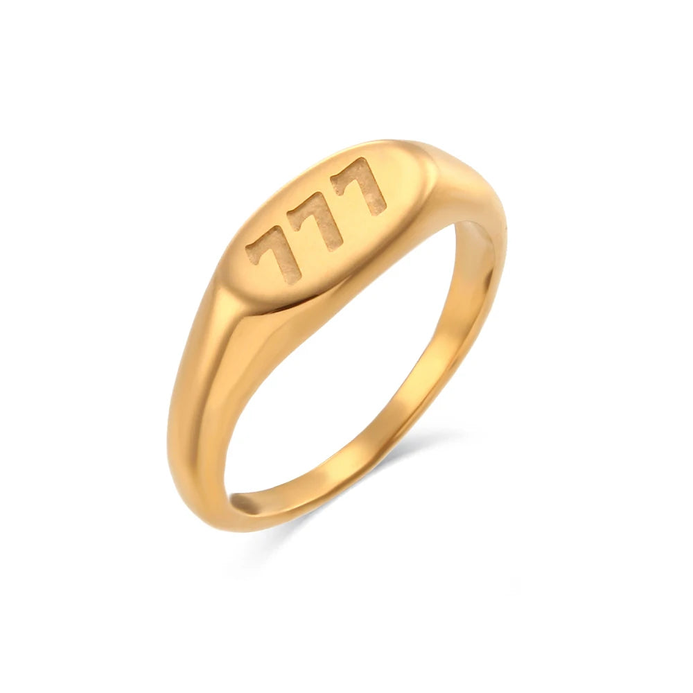 Anillo de números angelicales bañado en oro 18K | 444, 222, 333, 777, 888
