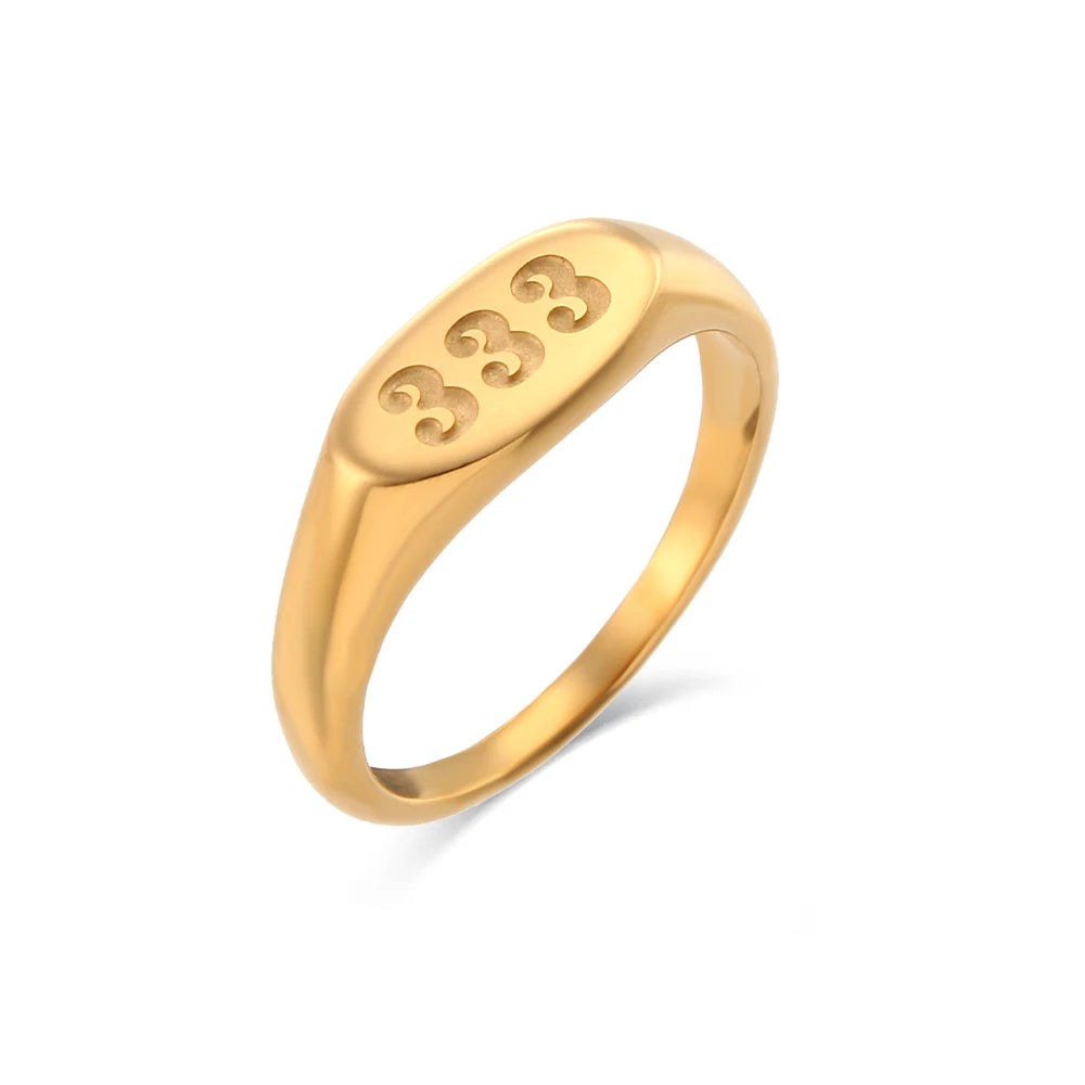 Anillo de números angelicales bañado en oro 18K | 444, 222, 333, 777, 888