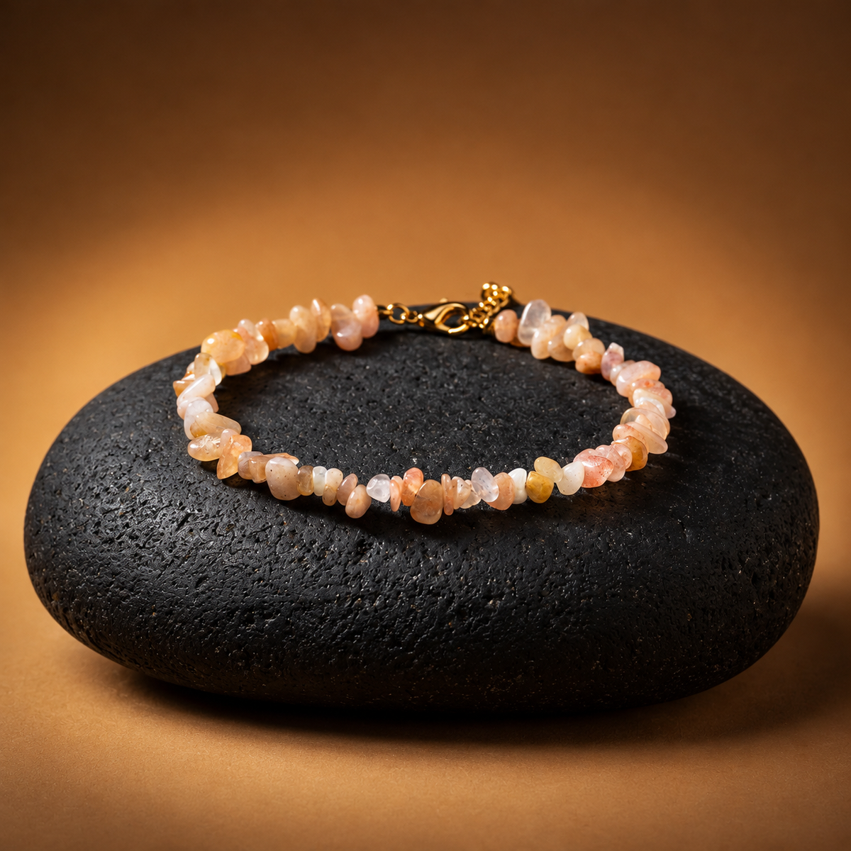 Pulsera Ajustable de Chips de Piedras Naturales – Turmalina, Amatista y Cuarzo